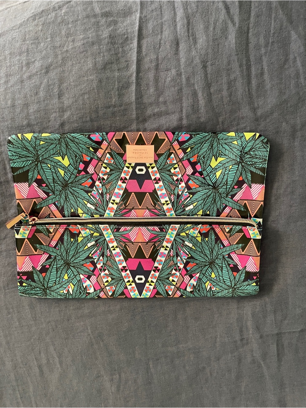 Mara Hoffman x Sephora Multicolor Geometric & Palm Print Fold-Over Clutch